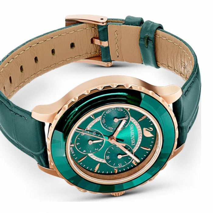 Swarovski Octea Lux Chronograph Green Leather Watch - 5452498 - Authentic