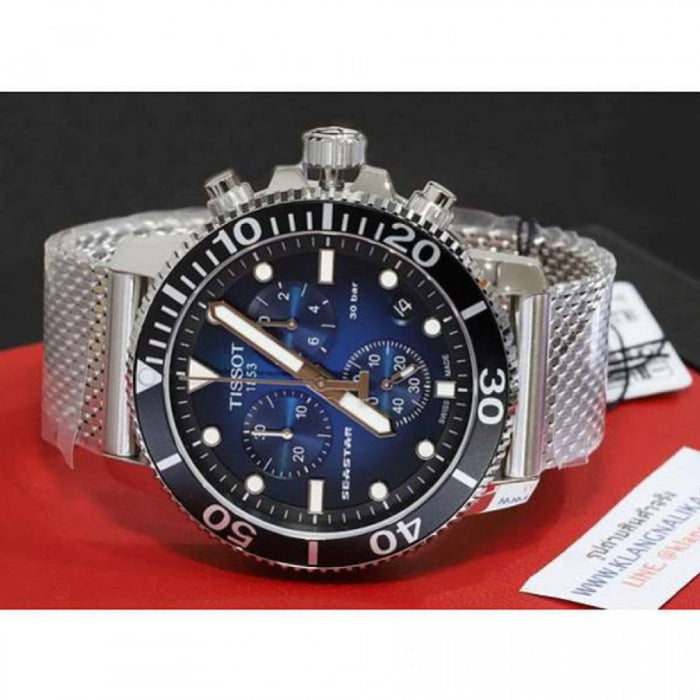 Tissot Seastar 1000 Chronograph Blue Dial Mesh Bracelet Men’s Watch t120.417.11.041.02 - Swiss Factory