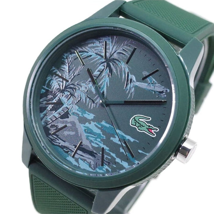 Lacoste Green Dial Tropical Print Silicone Strap Watch - 2011023 - Authentic
