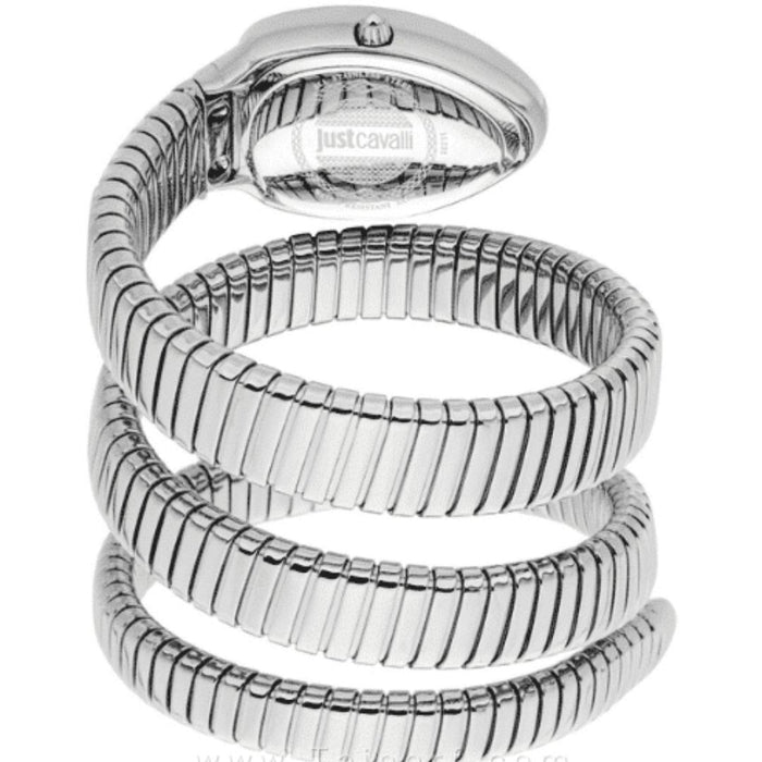 Just Cavalli Serpente Silver White Crystal Dial Women’s Watch JC1L232M0015 - Authentic