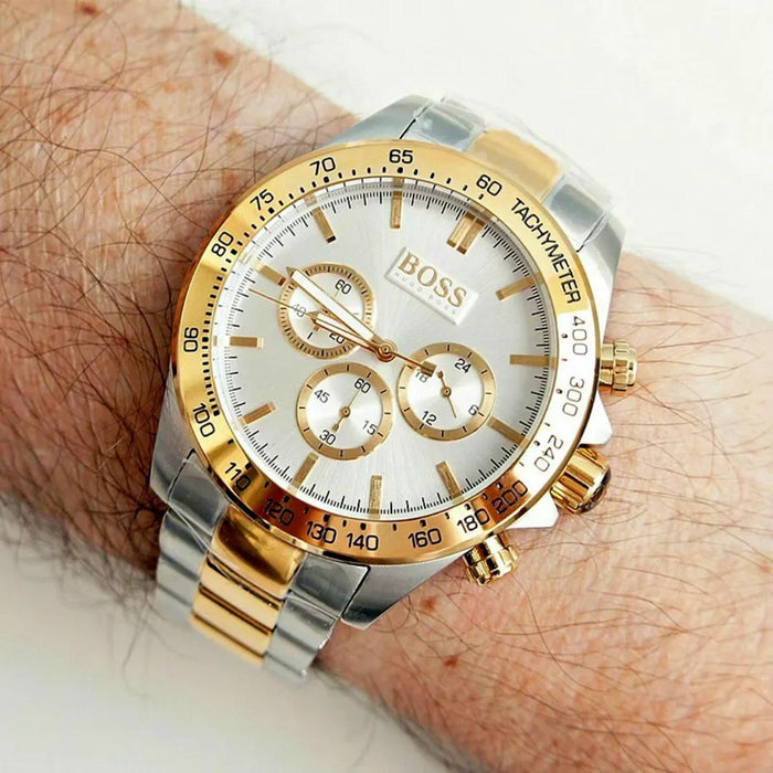 Hugo Boss Two-Tone Gold & Silver Chronograph Men’s Watch 1512960 - Authentic