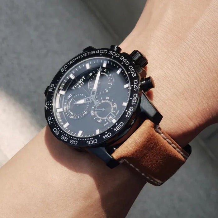 Tissot V8 Quartz Chronograph – Gray Dial with Brown Leather Strap t125.617.36.051.01 Swiss Factory