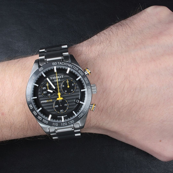 Tissot PRS 516 Chronograph Black & Yellow – 45mm t100.417.11.051.00 - Swiss Factory
