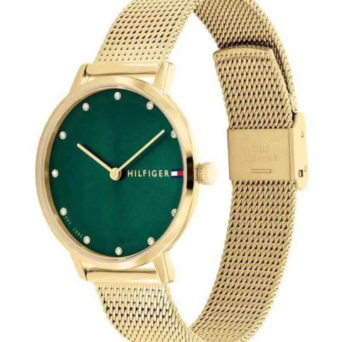 Tommy Hilfiger Emerald Green Gold Mesh Watch for Women 1782668 - Authentic