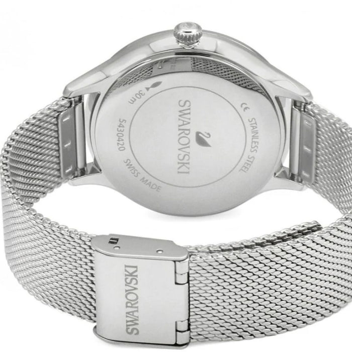 Swarovski Crystal Frost Black Dial Stainless Steel Mesh Watch 5430420 - Authentic