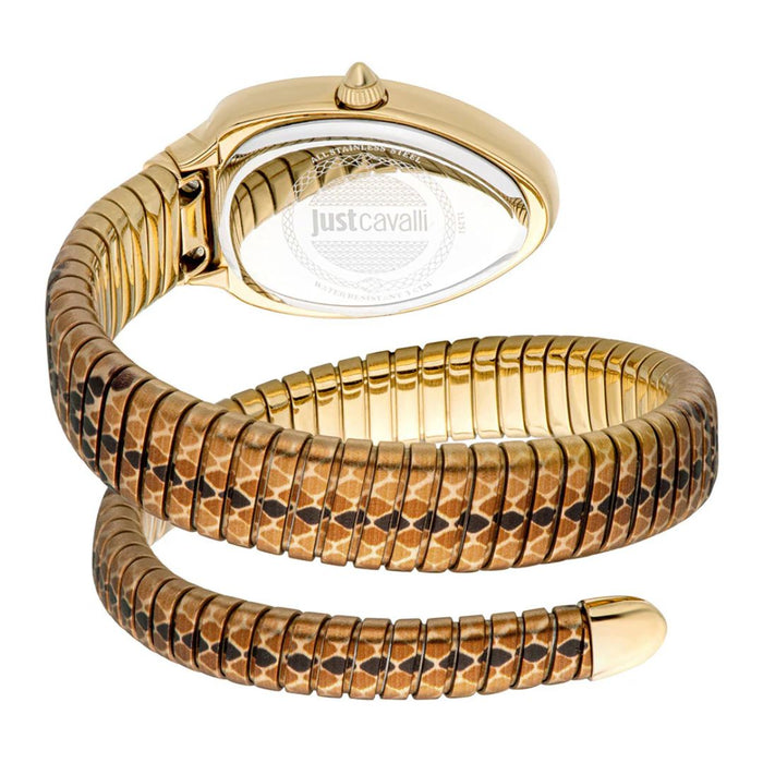 Just Cavalli Serpente Gold Snake Print Women’s Watch JC1L251M0025 - Authentic