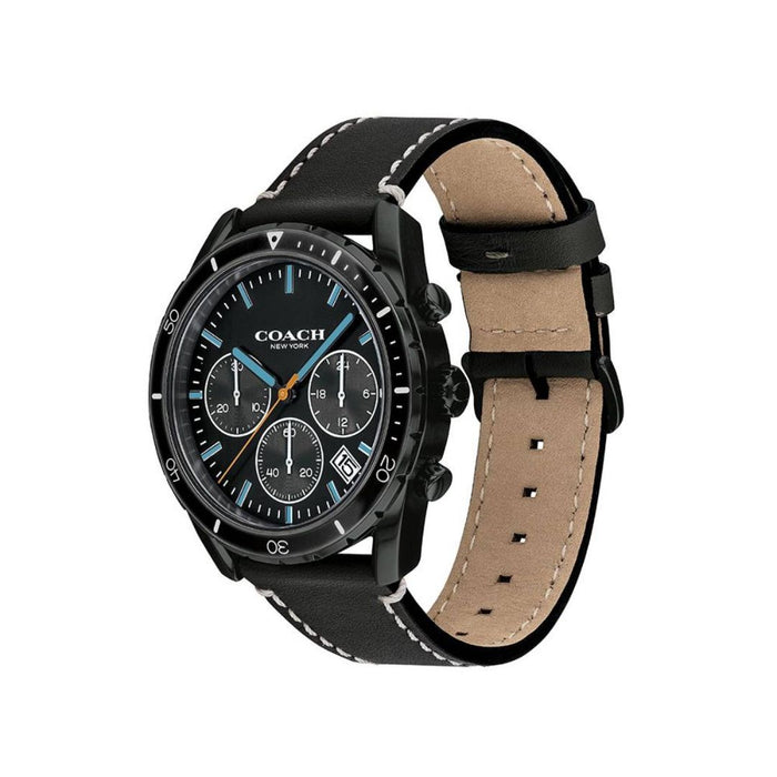 Coach Chronograph Watch – Black Stainless Steel Case & Leather Strap - 14602412 - Authentic