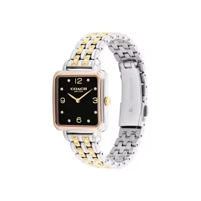 Coach New York Two-Tone Square Women’s Watch – Black Dial 14504496 - Authentic