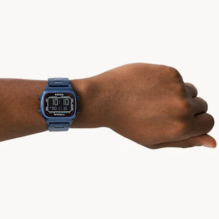 Fossil Retro Digital Blue Stainless Steel Watch - FS5896 - Authentic