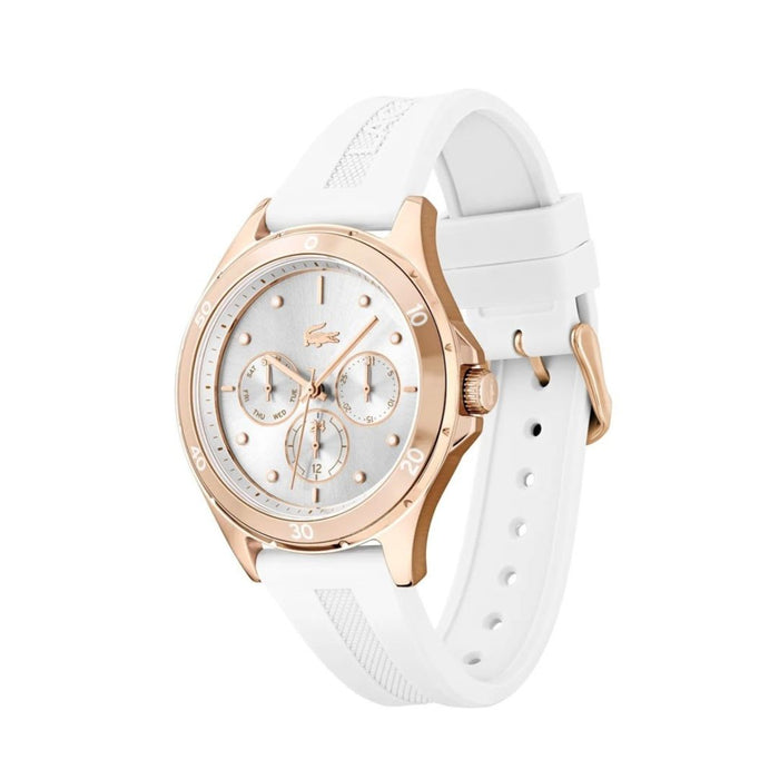 Lacoste Women’s Geneva Chronograph White Silicone & Rose Gold Watch - 2001244 - Authentic