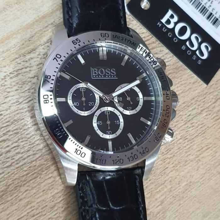 Hugo Boss Men’s Chronograph Tachymeter Watch Leather Strap | Classic Luxury 1513178 - Authentic