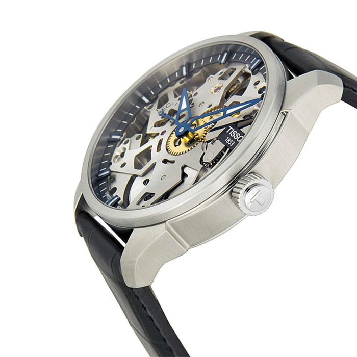 Tissot Chemin des Tourelles Skeleton Mechanical Black Leather (42mm) t070.405.16.411.00 (Swiss Factory)
