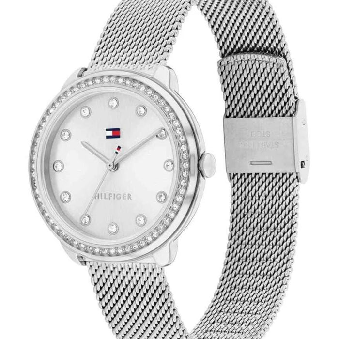 Tommy Hilfiger Women’s Silver Mesh Watch with Crystal Dial 1782698 - Authentic