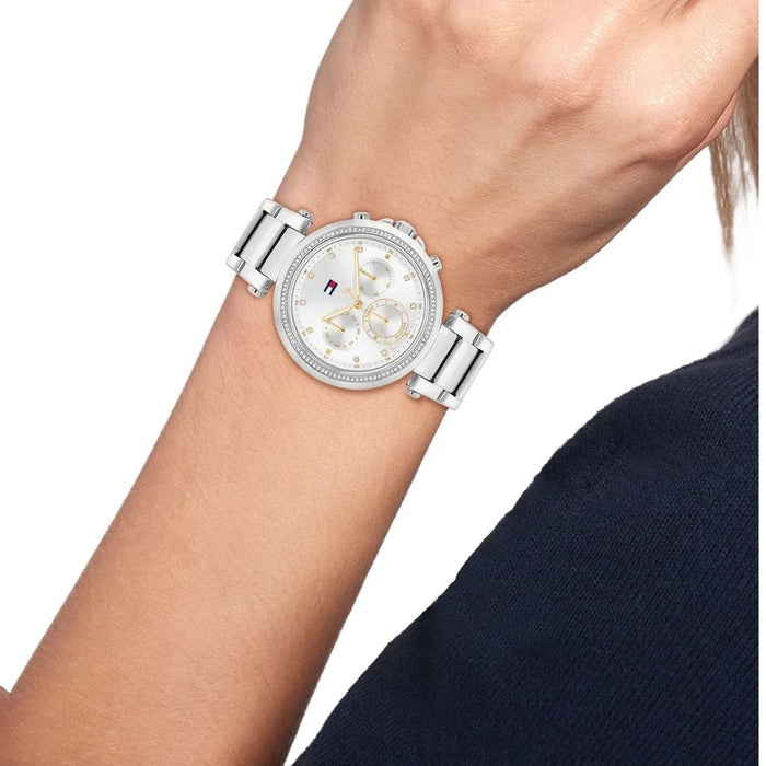 Tommy Hilfiger Women’s Silver Chronograph Watch with Crystal Bezel 1782701 - Authentic