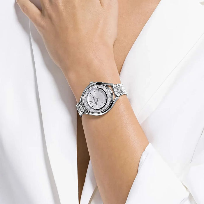 Swarovski Crystal Bezel Swiss Made Women’s Watch – Silver Stainless Steel 5519462 - Authentic