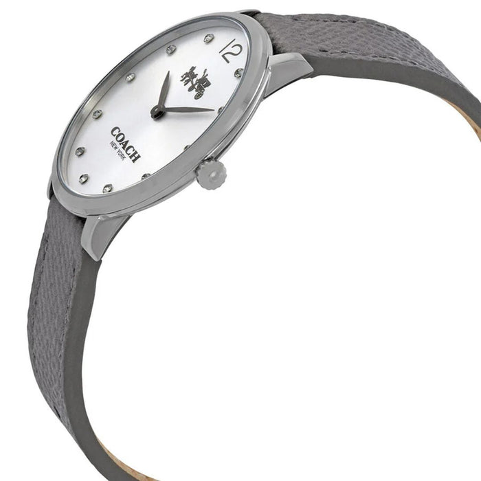 Coach Women’s Silver Dial Watch with Stainless Steel Case & Grey Leather Strap 14502686 - Authentic