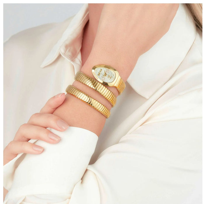 Just Cavalli Serpente Full Gold White Dial Women’s Watch JC1L232M0025 - Authentic