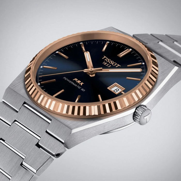Tissot PRX Powermatic 80 (40MM) – Blue Dial (Rose Gold Bezel) t931.407.41.041.00 - Swiss Factory