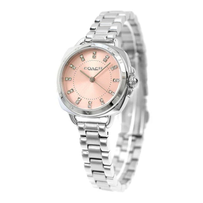 Coach New York Silver Women’s Watch – Blush Pink Dial & Crystal Markers 14504152 - Authentic