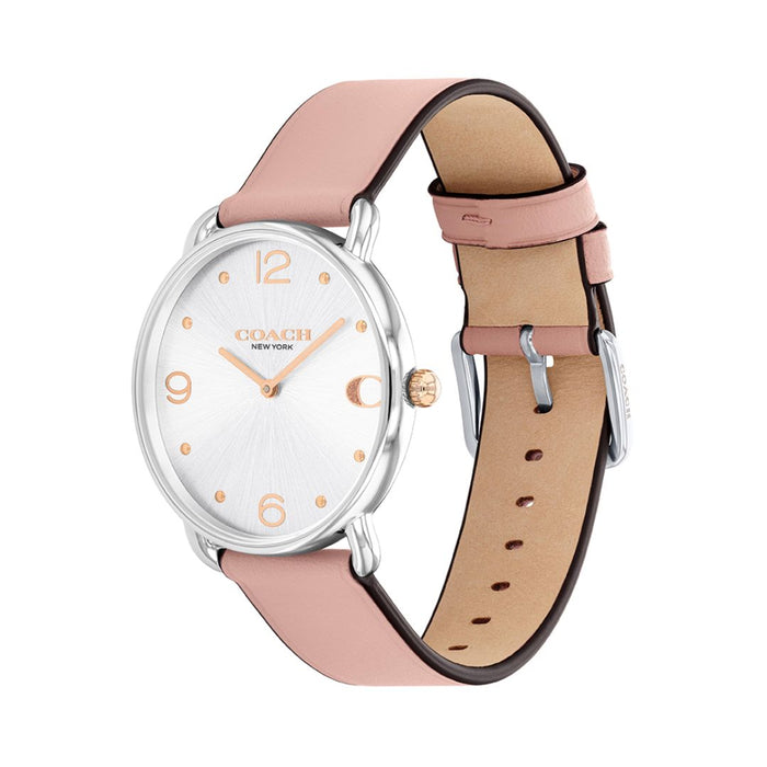 Coach Silver Dial Pink Leather Strap Watch – Women’s Elegant Quartz Timepiece 14504199 - Authentic