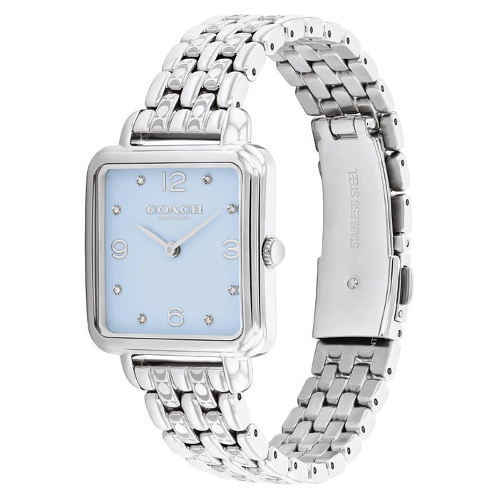 Coach New York Silver Square Women’s Watch – Ice Blue Dial 14504494 - Authentic