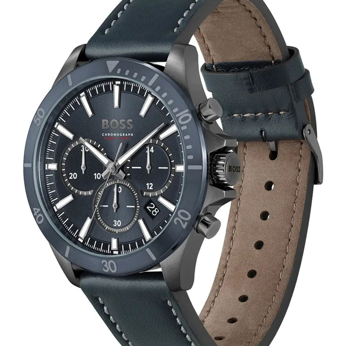Hugo Boss Oceanic Chronograph – Blue Dial, Blue Leather Strap 1514056 - Authentic