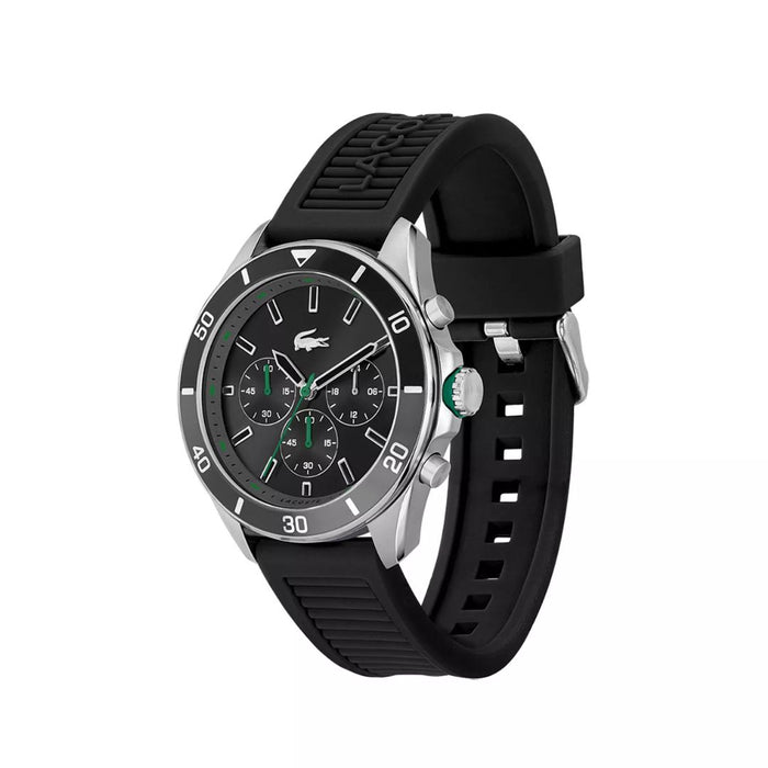 Lacoste Men's Capbreton Black Chronograph Silicone Watch - 2011152 - Authentic