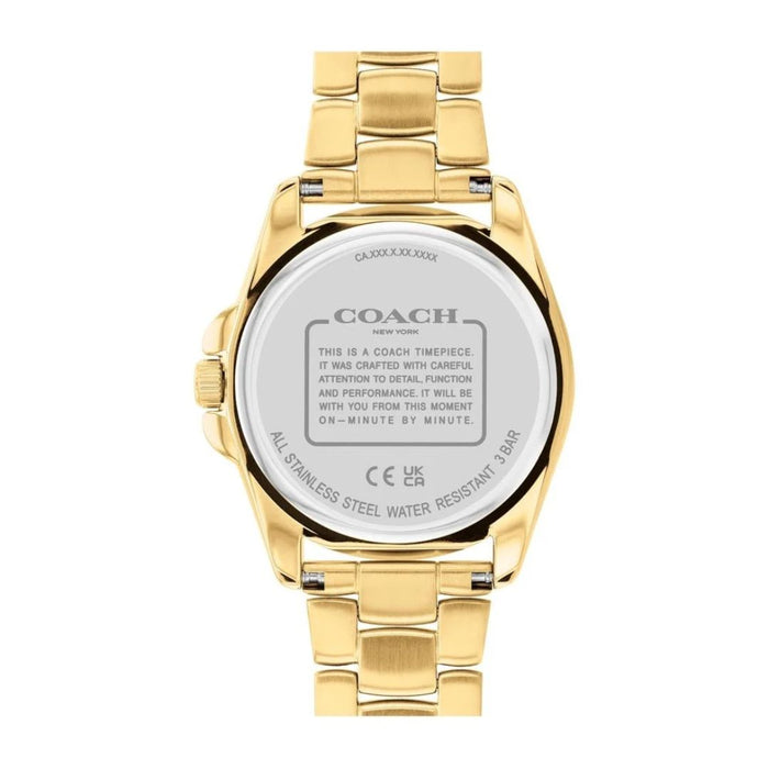 Coach New York Gold Women’s Watch – Decorative Dial & Stainless Steel Bracelet 14504022 - Authentic