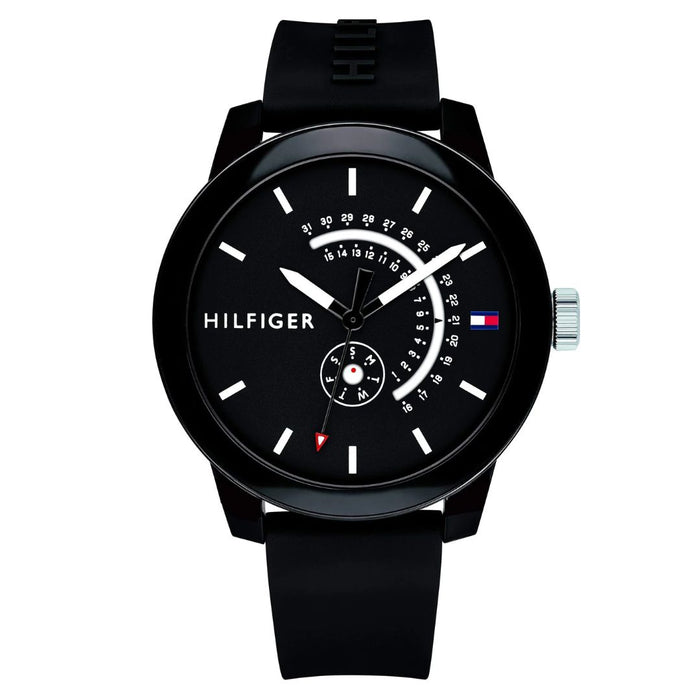 Tommy Hilfiger Men’s Black Silicone Strap Multifunction Watch 1791483 - Authentic
