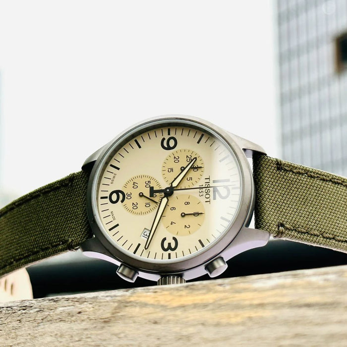Tissot Chrono XL Beige Dial with Green Strap Men’s Watch t116.617.37.267.00 - Swiss Factory