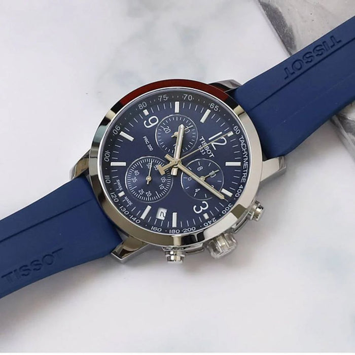 Tissot PRC 200 Chronograph Blue Dial – Blue Rubber Strap | 42mm t114.417.17.047.00 (Swiss Factory)