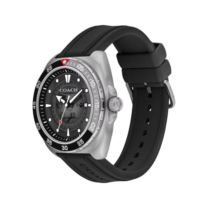 Coach New York Automatic Diver Watch – Black Dial & Black Rubber Strap 14602715 - Authentic