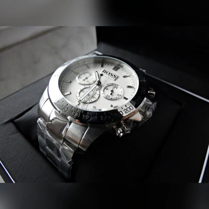 Hugo Boss Men’s Chronograph Tachymeter Watch White Dial | Sport Luxury Style 1512962 - Authentic