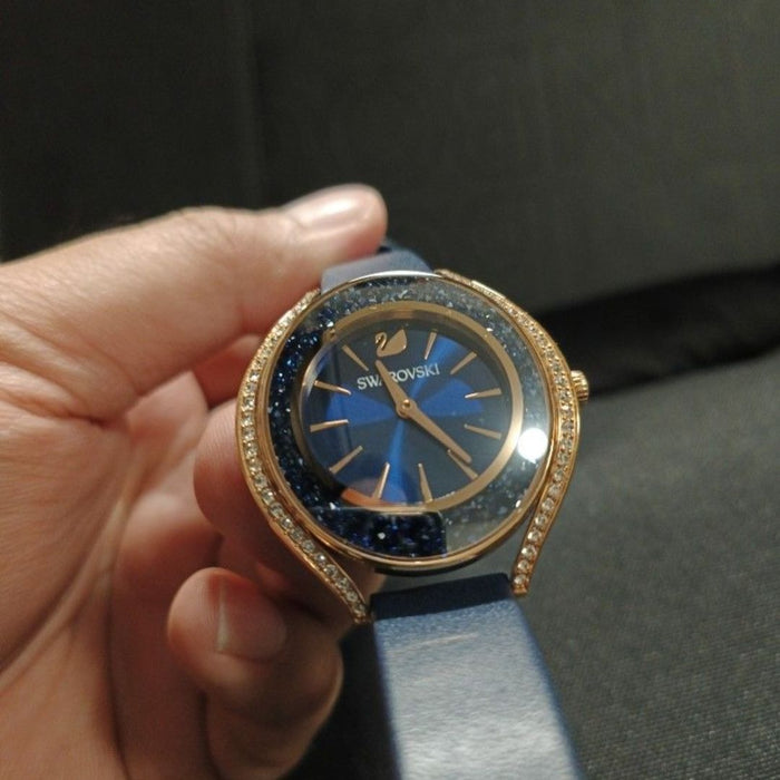 Swarovski Crystalline Oval Women’s Watch – Blue Dial, Rose Gold Case 5519447 - Authentic