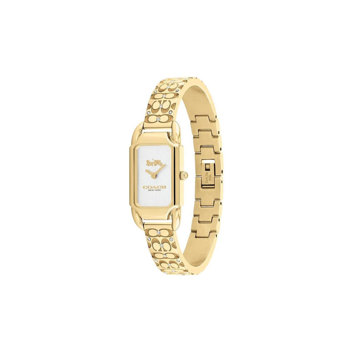 Coach Women’s Rectangular Quartz Watch – Gold Tone Bracelet with Crystal Details 14504196 - Authentic
