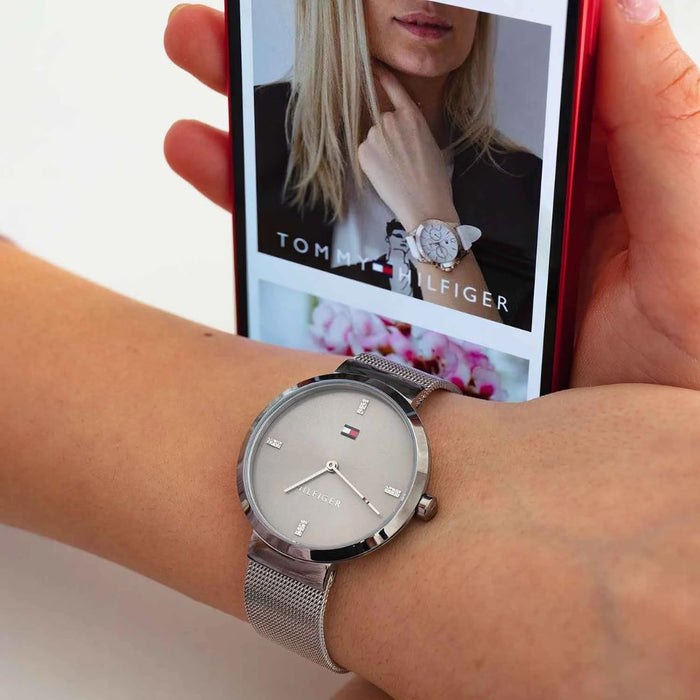 Tommy Hilfiger Women’s Silver Mesh Minimalist Watch 1782220 - Authentic