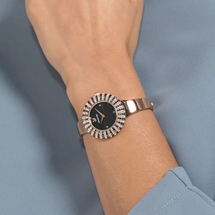 Swarovski Crystalline Aura Rose Gold Black Dial Women’s Watch 5484050 - Authentic