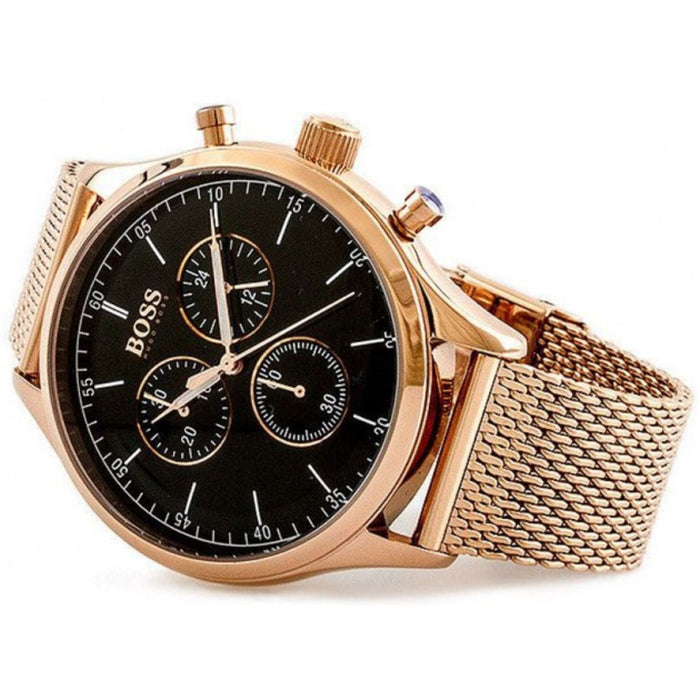 Hugo Boss Rose Gold Mesh Chronograph Men's Watch 1513548 - Authentic