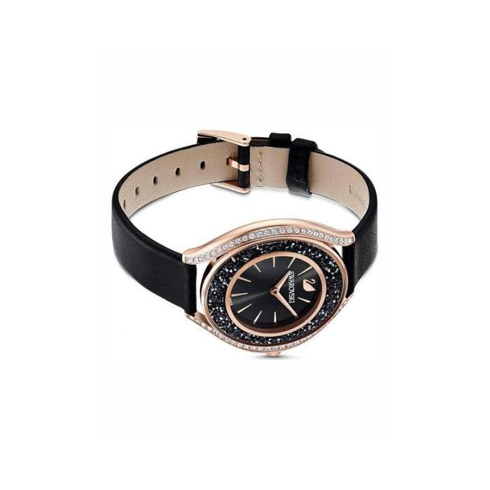 Swarovski Crystalline Oval Women’s Watch – Black Dial, Rose Gold Case 5558634 - Authentic