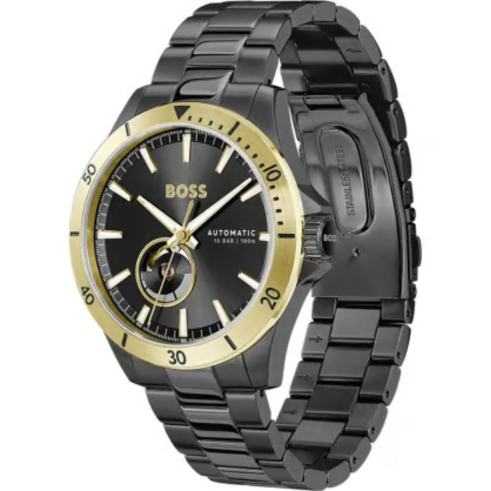 Hugo Boss Automatic Black & Gold Steel Watch – HB 1514203 - Authentic
