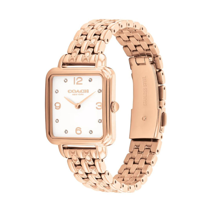 Coach New York Rose Gold Square Women’s Watch – White Dial 14504532 - Authentic