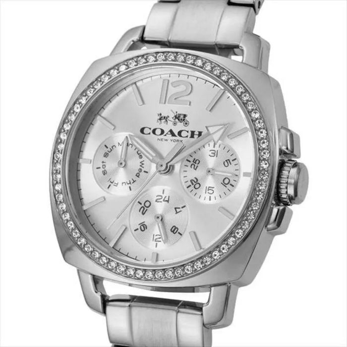 Coach New York Silver Women’s Chronograph Watch – Crystal Bezel & Multi-Function Dial 14502126 - Authentic