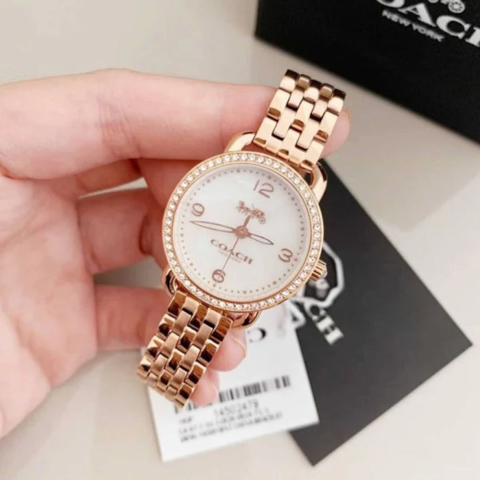 Coach Rose Gold Women’s Watch with Mother of Pearl Dial & Crystal Bezel 14502479 - Authentic