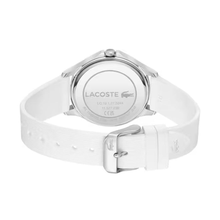 Lacoste Women’s Geneva White Silicone Strap Watch –  rose Gold Accents 2001235