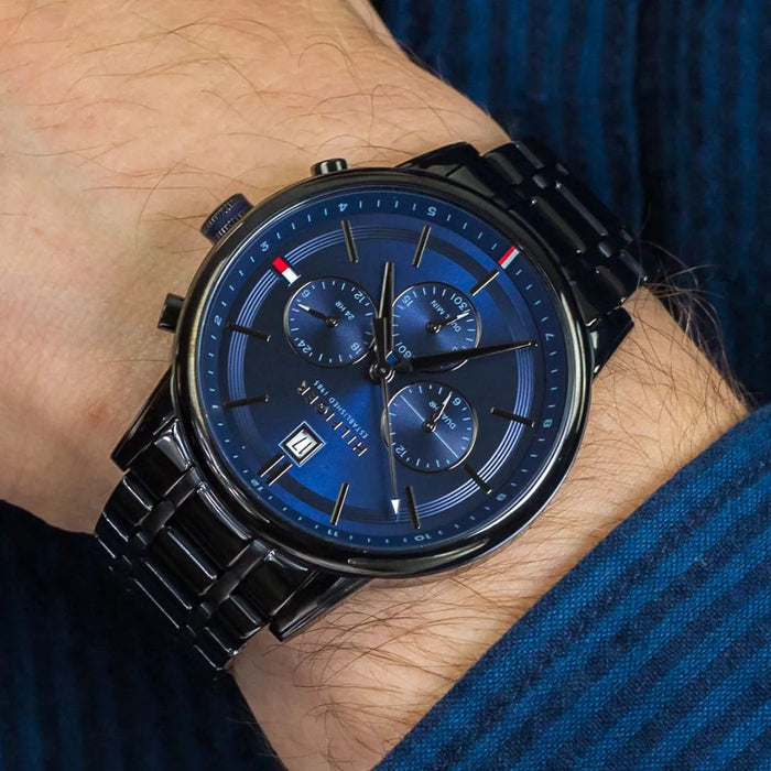 Tommy Hilfiger Men’s Multi-Function Black & Blue Stainless Steel Watch 1791633 - Authentic