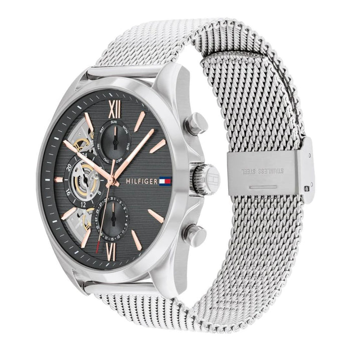 Tommy Hilfiger Skeleton Dial Chronograph Silver Mesh Strap 1710646 - Authentic