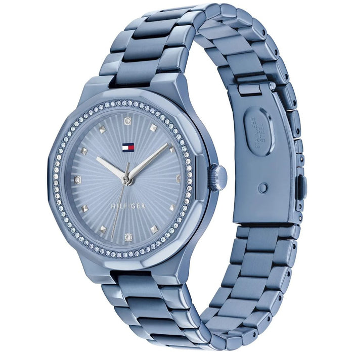 Tommy Hilfiger Blue Crystal Bezel Stainless Steel Watch 1782724 - Authentic