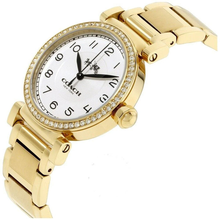 Coach Gold-Tone Women’s Watch with White Dial & Crystal Bezel 14502397 - Authentic