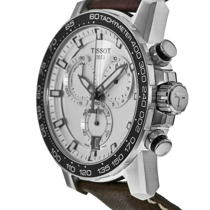 Tissot Chronograph Silver Dial with Brown Leather – Classic Sport t125.617.16.031.00 - Authentic