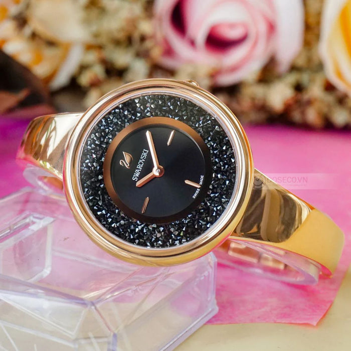 Swarovski Crystalline Oval Rose Gold Women’s Watch – Black Dial 5295334 - Authentic